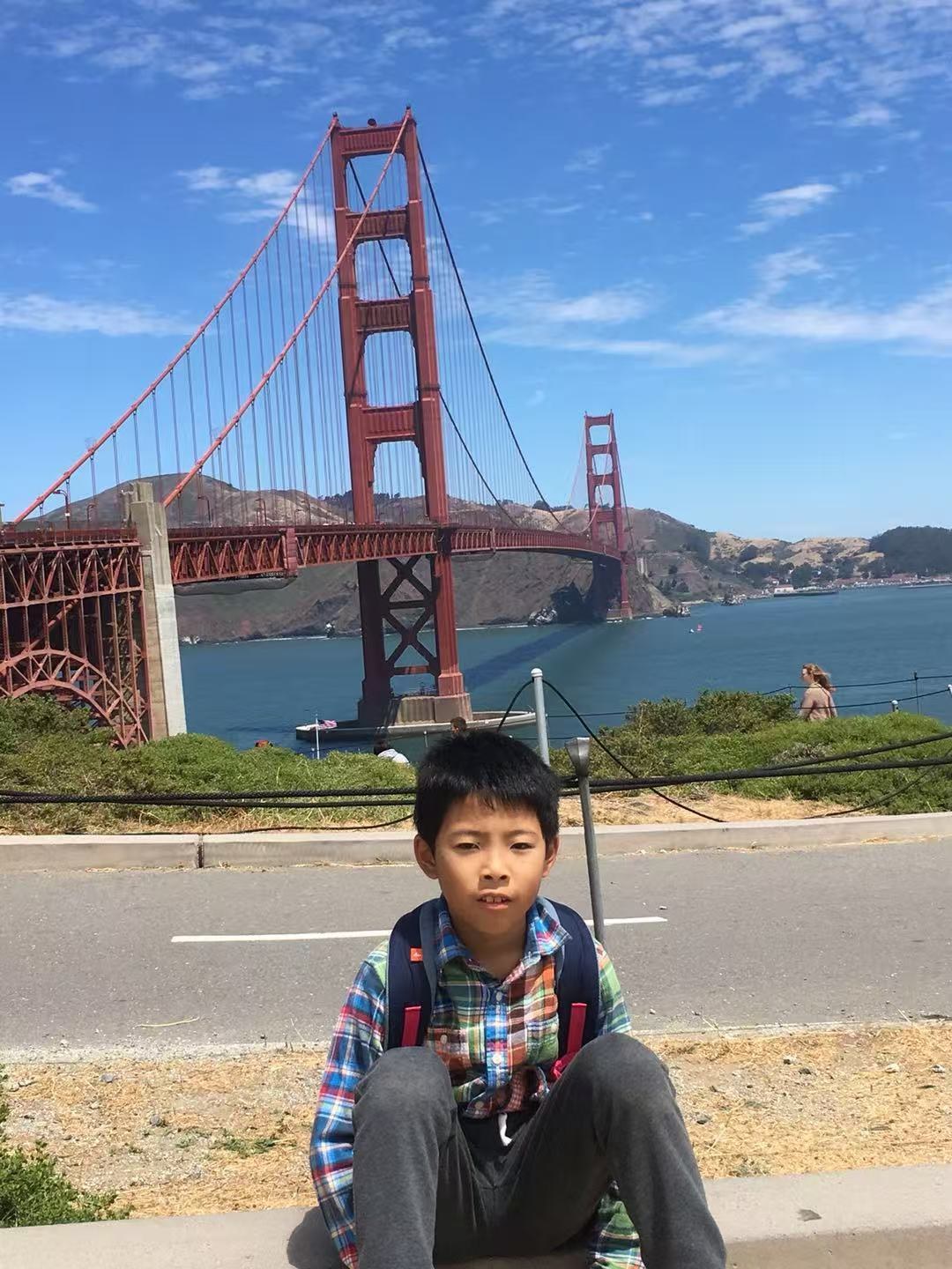Sitting in front of the Golden Gate Bridge, San Francisco