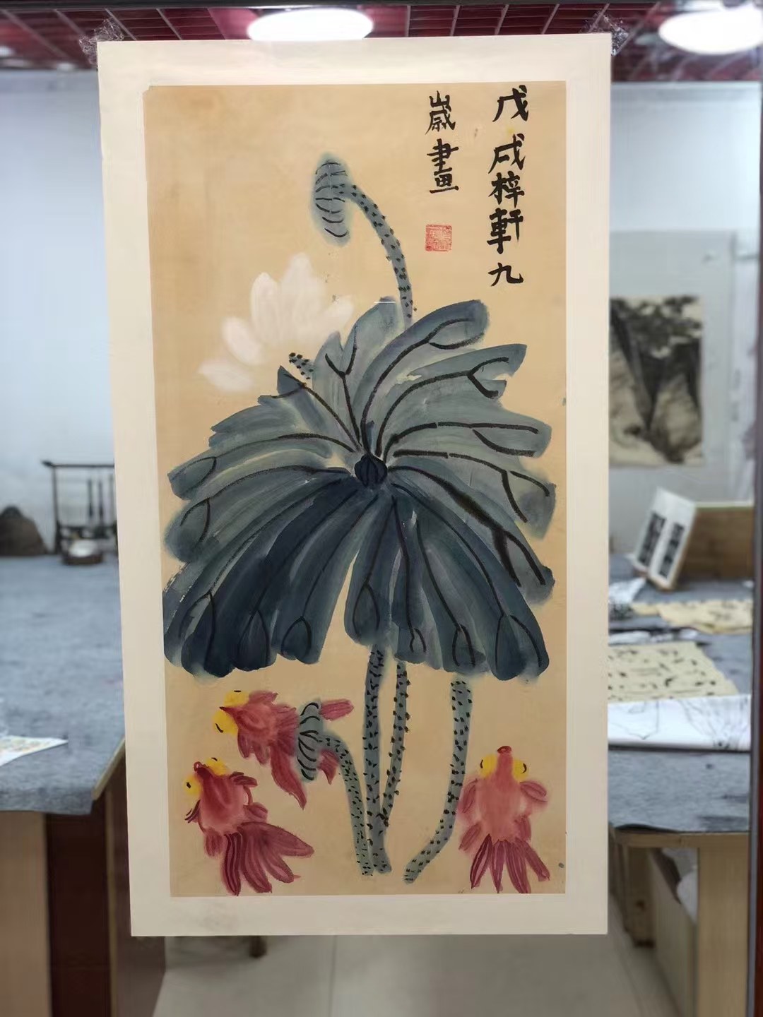 Ink painting: lotus and goldfish