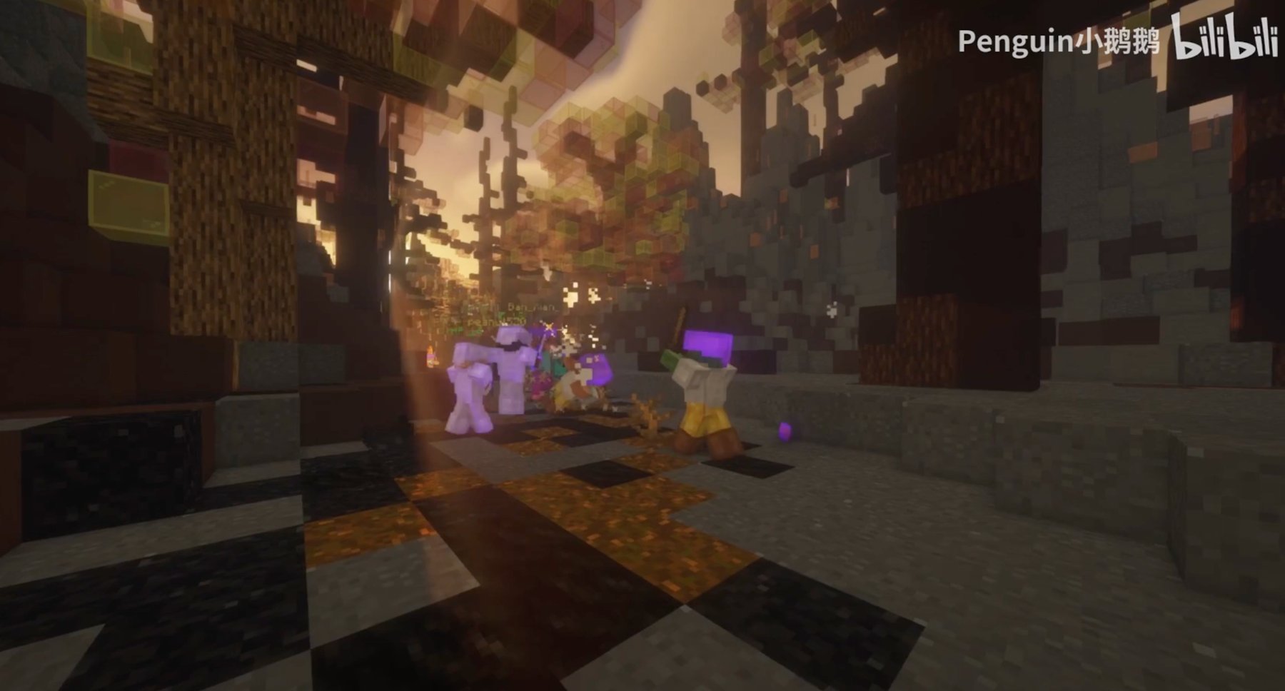 Screenshot of players exploring a custom Minecraft world together